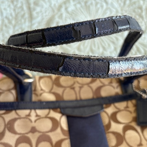 Coach Signature Tan and Blue Shoulder Bag - Picture 5 of 6